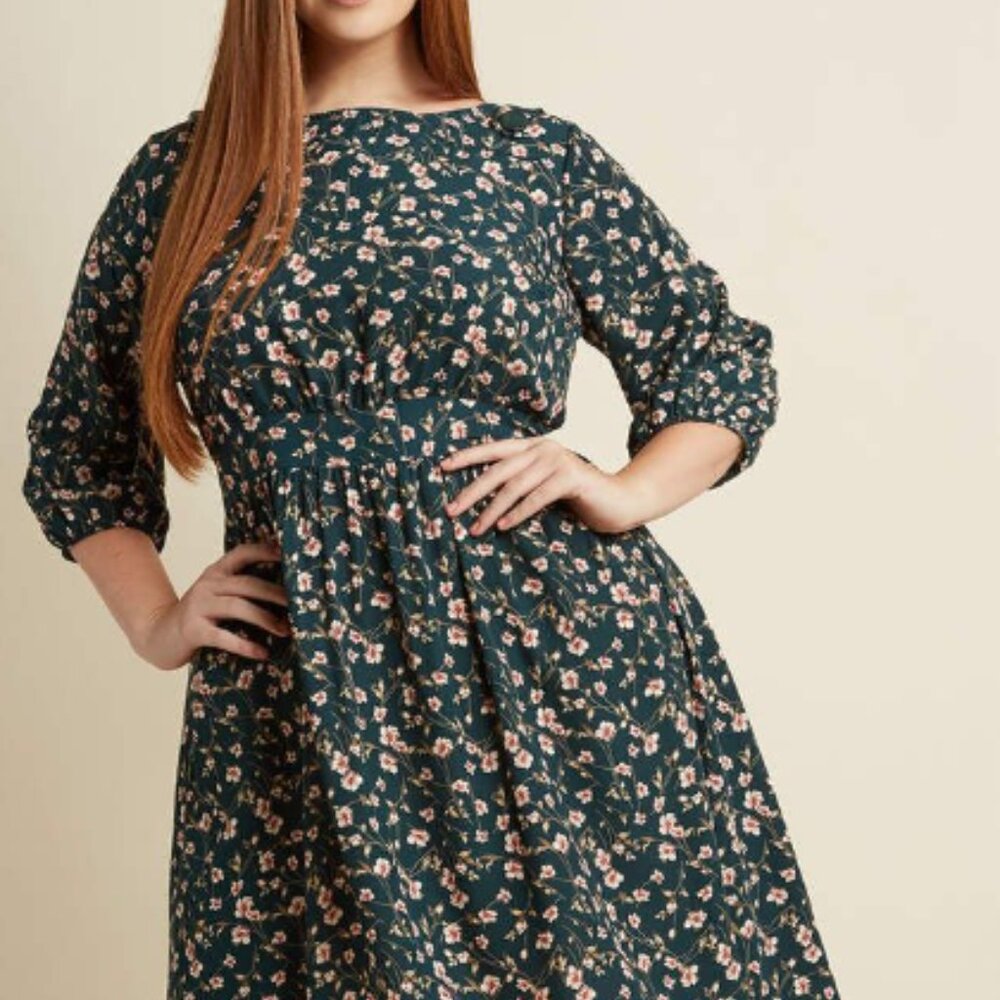 Jessy B A-Line Dress in Pine Green